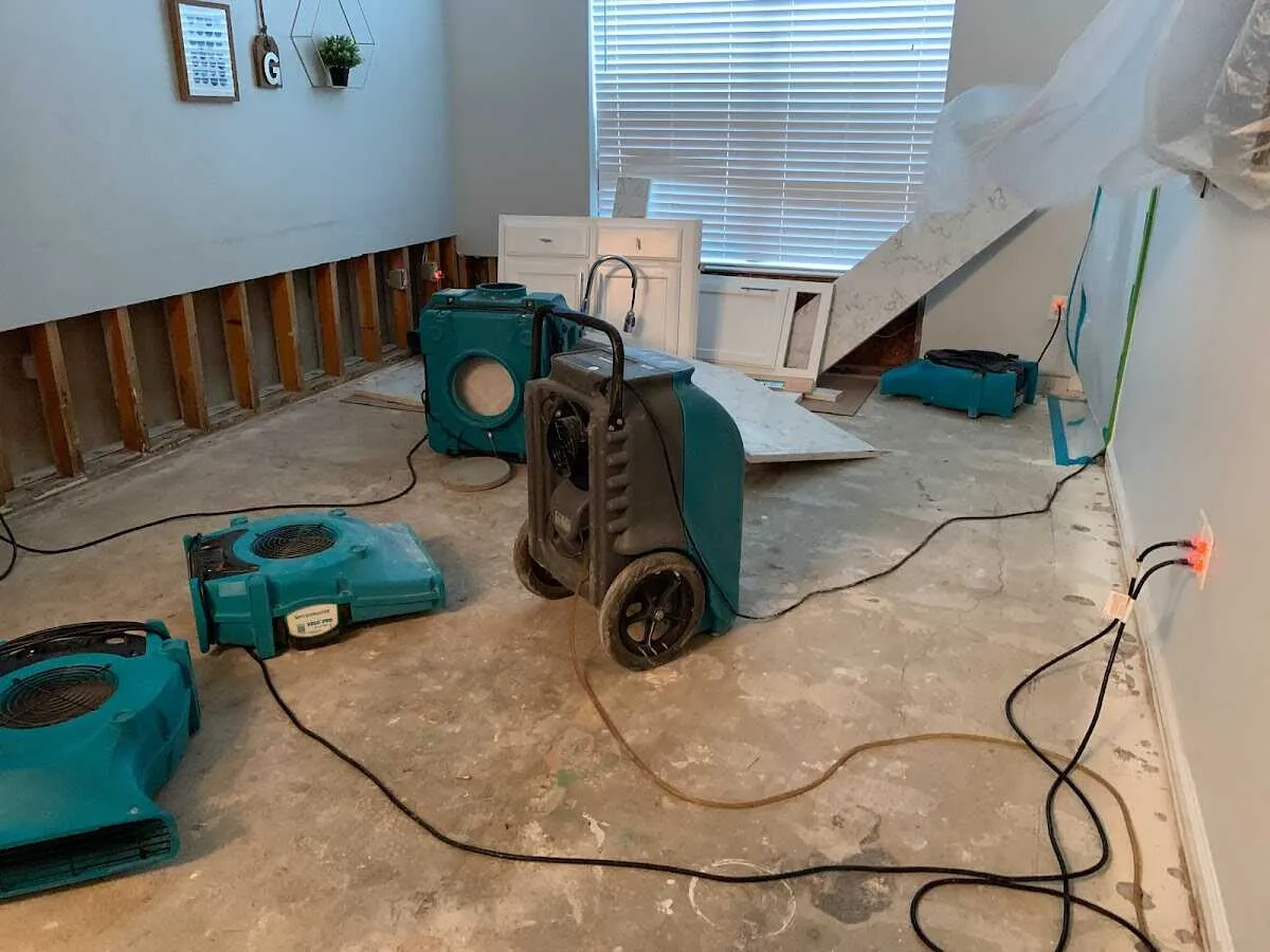 Dehumidifier in flood-cut room for Water Damage Restoration in Salida